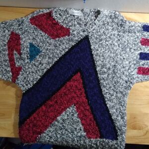Vintage 80s Pretense Geometric Colorblock Knit Sweater